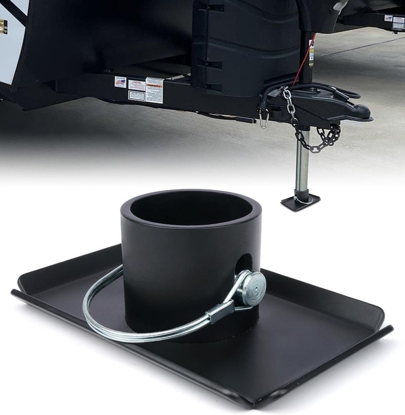 Aupar Trailer Jack Foot Plate with Pin Base, 5000lbs Capacity Foot Pad Compatible with Boat Trailer Jack Tongue Parts, Boat Hitch Camper, RV, A-Frame Boat - Black - Image 1